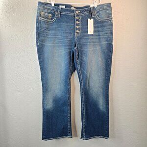 Vigoss Bootcuut Jeans Plus Sz 24 Button Fly High Rise Western Stretch Blue Denim